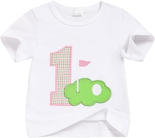 女の赤ちゃん1歳の誕生日シャツ、1歳の誕生日服の女の子-1歳半袖Tシャツ