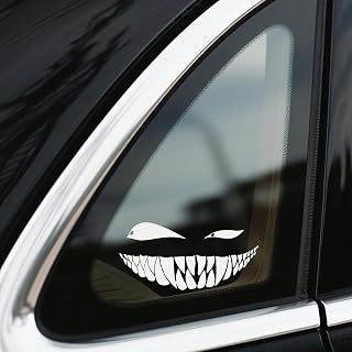 Car Decal Sticker Pack Vinyl Sticker Car Truck SUV Window Bumper Exterior Decor Self Adhesive Auto Sticker Set (White Devil's Teeth)