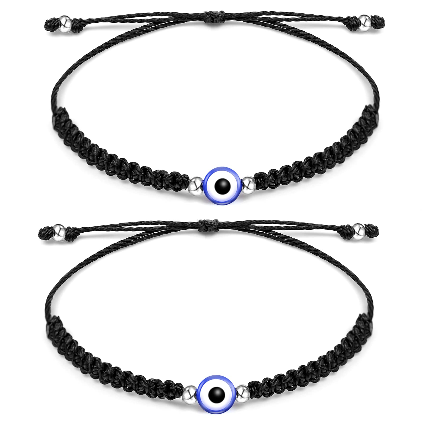 Jewanfix Evil Eye String Bracelets Handmade Black String Evil Eye Bracelet for W
