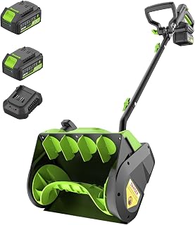20V Cordless Electric Snow Shovel, 13-Inch, 2×4.0Ah Batteries & Charger | 2×4.0Ah Batteries for Extended Runtime, 13in Width, 6in Depth, 23ft Throw, ±30° Chute, 300 lbs/min, Only 10 lbs