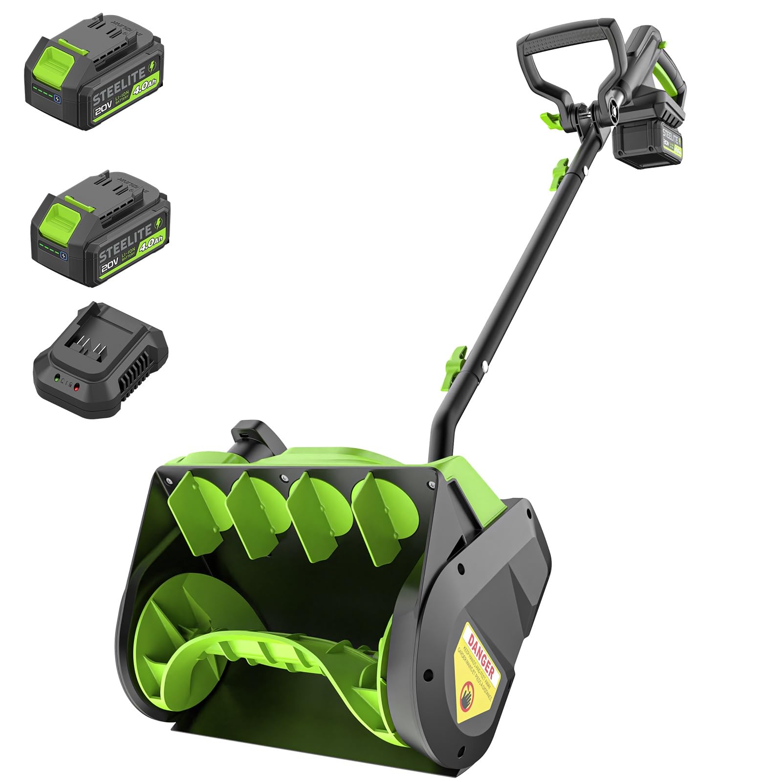 20V Cordless Electric Snow Shovel, 13-Inch, 2×4.0Ah Batteries & Charger | 2×4.0A