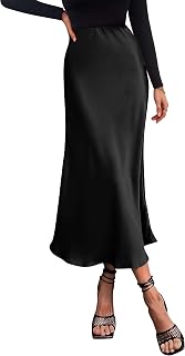 PRETTYGARDEN Women's Satin Midi Skirts Dressy Casual