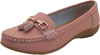 Jo & Joe Women Leather Flat Loafer Ladies Casual Comfy Slider Low Wedge Heel Work Shoes