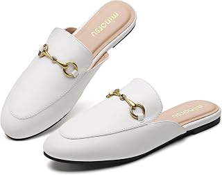 Minorsu Buckle Mules for Women Flats Loafers Shoes for Work Office Business