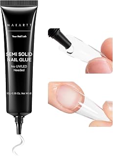 Makartt Nail Glue Extra Strong, New Super Semi Solid for Press-On Nails | Strong Bond Up to 28-Day Wear, 20s Air Dry with Mess-Free Control, HEMA & TPO-Free, No UV Lamp Needed, 10g Large-Capacity