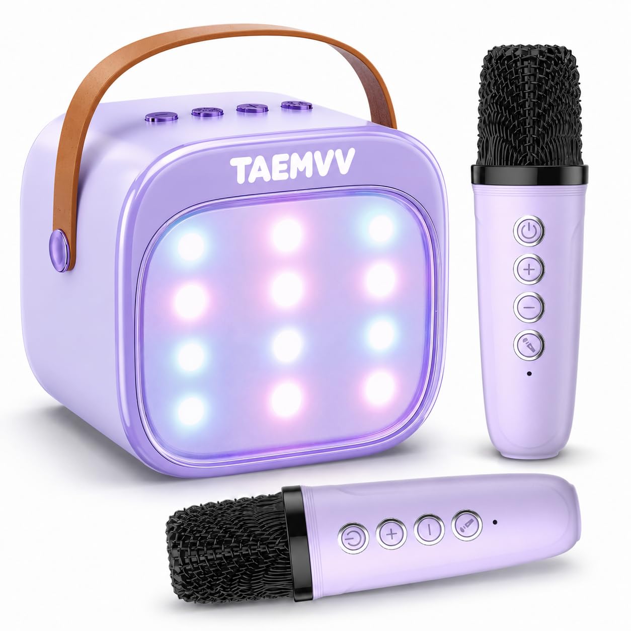 TAEMVV Mini Karaoke Machine for Kids with 2 Wireless Microphones, Purple | Karao