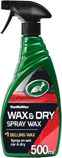 Turtle Wax 51800 Wax and Dry Car Spray Wax - 500ml, Easy One-Step Shine & Protection, Carnauba & Polymer Formula, Water Repellent, Streak-Free, High-Gloss Finish