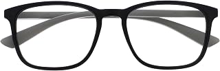 OPULIZE Max Reading Glasses - Classic Large Rectangular Frame - Matt Black with Grey Arms - Men's Women's Unisex - Spring Hinges - R78-1 - +2.00