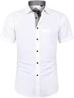 J.Ver Men's Short-Sleeved Casual Shirt with Pocket, Regular Fit Business Shirt, Easy to Iron, Modern Men’s Tops