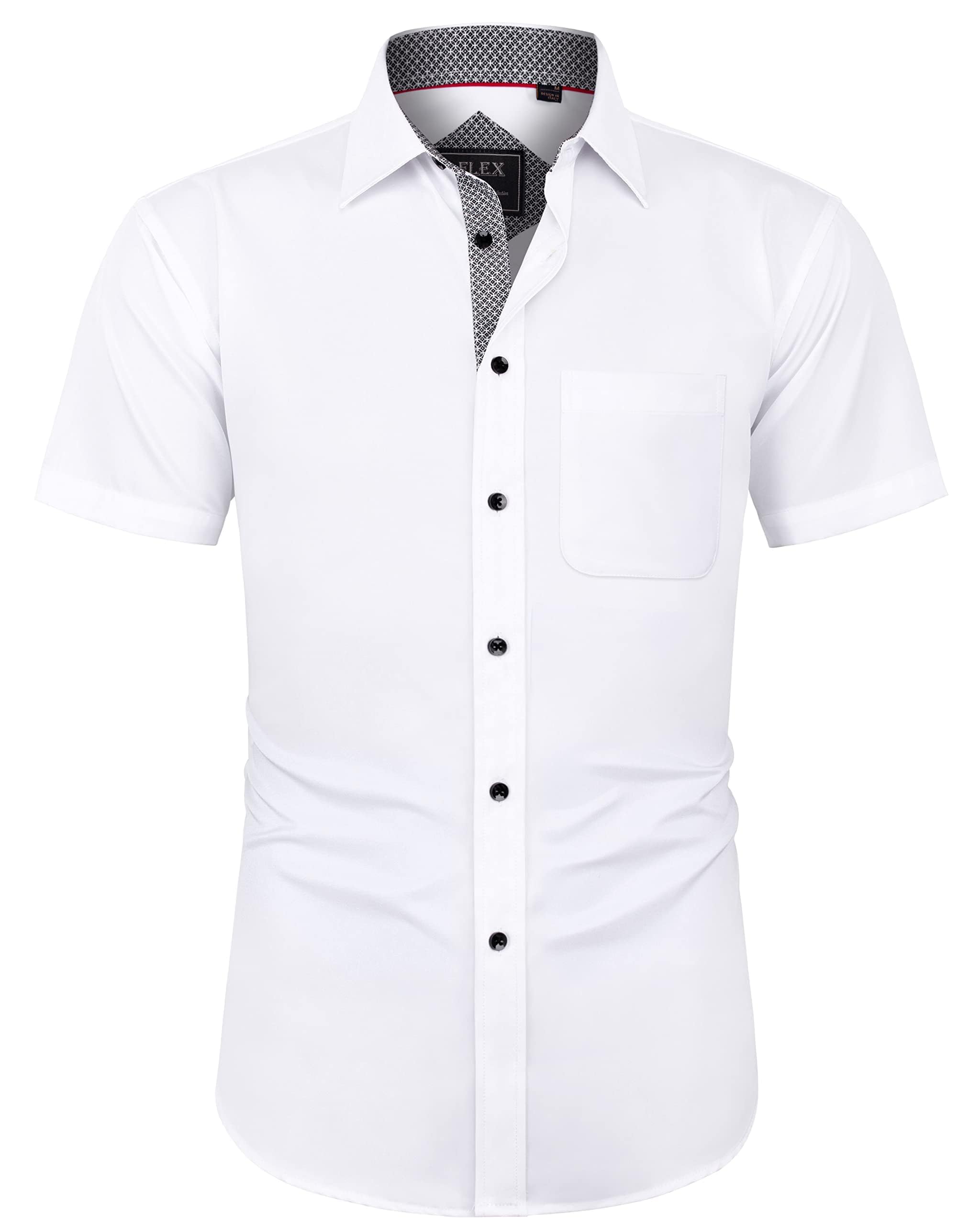J.Ver Men's Short-Sleeved Casual Shirt with Pocket, Regular Fit Business Shirt, 