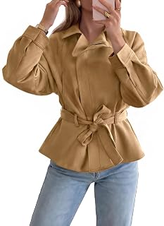 Tankaneo Womens Faux Suede Cropped Moto Jackets Zip Up Lapel Trench Coats