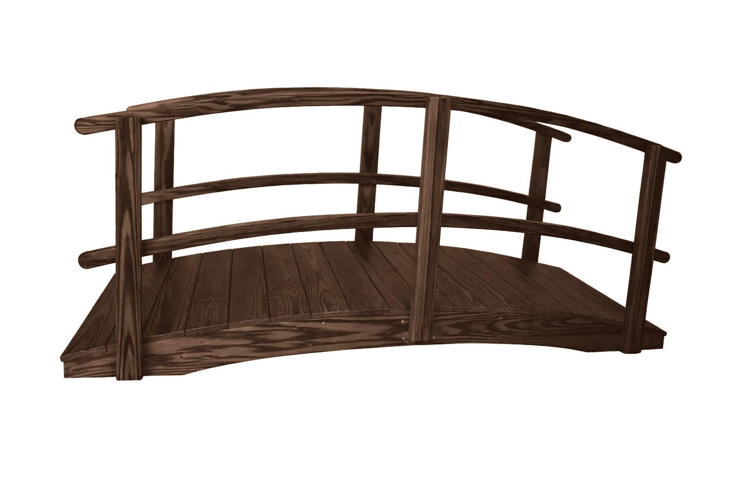 Ecommersify Inc 8 FT Walnut Amish Made Garden Bridge with Double Rails for Walkw
