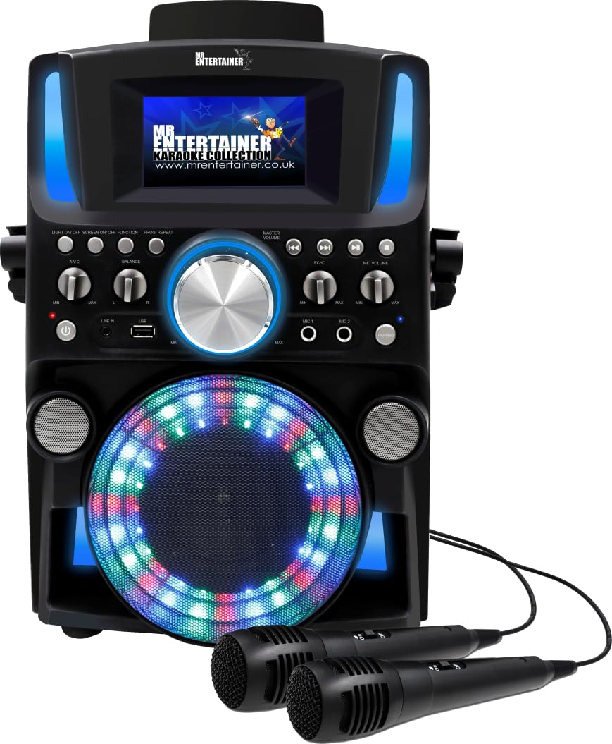 Mr Entertainer Groovebox Bluetooth CDG Karaoke Machine. Built in Screen & Disco 