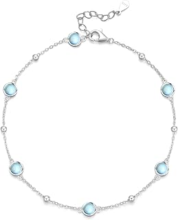 Prismata Infinity Birthstone Charm Link Bracelet/Anklet 925 Sterling Silver Adjustable 12 Months Birthstone Infinity Bracelet/Anklet Birthday Jewelry Gifts for Women Her