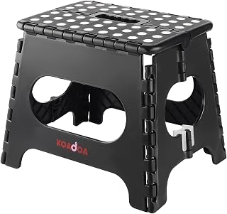 KOADOA Folding Step Stool, 11 Inch Foot Stool for Kids Adults, Holds 330lbs | Lightweight Foldable Stepping Stool with Anti-Slip Surface, Carry Handle for Home Indoor Outdoor