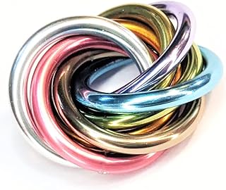 Möbii Fidget Ball (MultiColor): Quiet Mobius ADHD Anxiety Stim Stress Relief Toy Tool for Home Travel Office or Desk (Small, Half, Pastel Rainbow)