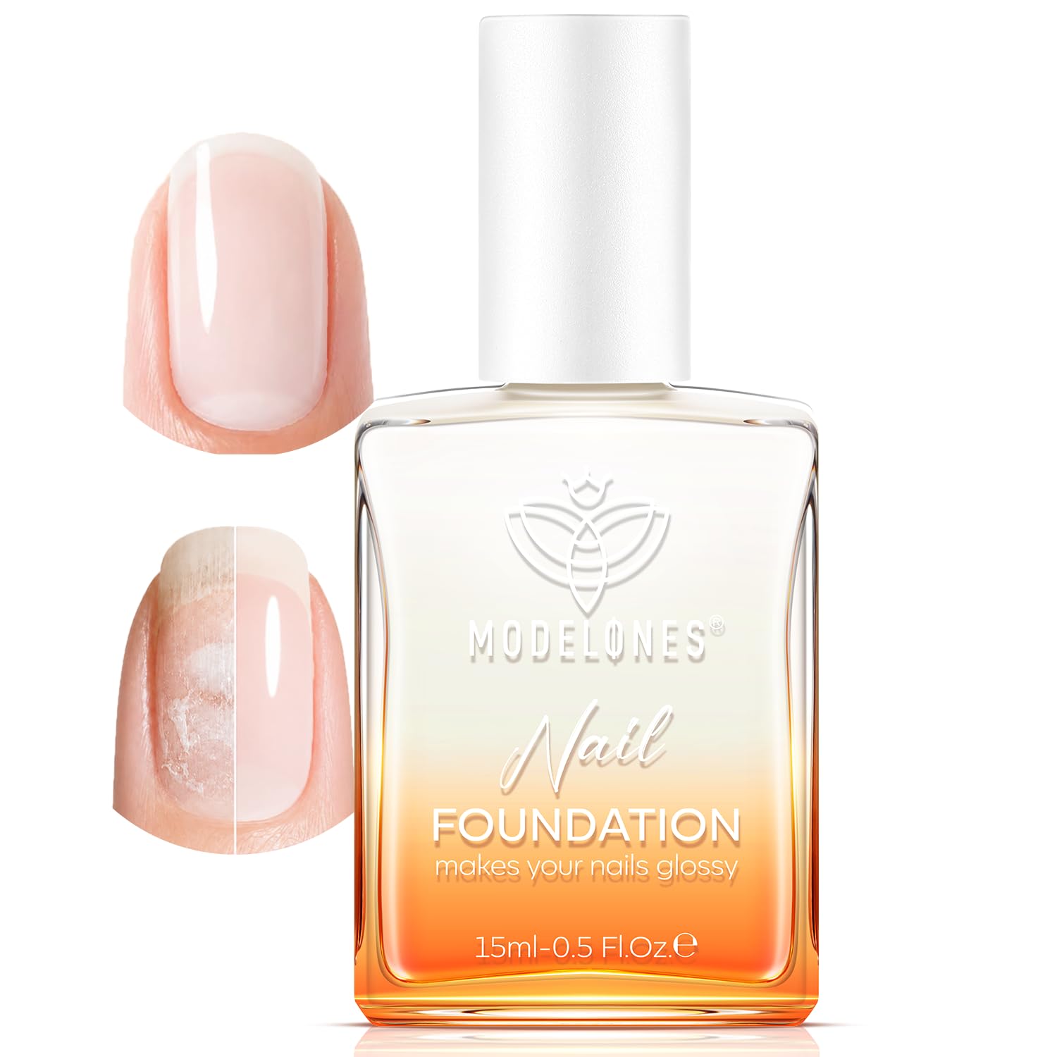 Modelones Nail Strengthener and Growth, Milky White Nail Polish Hardener | Extra