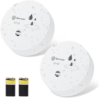 Geevon 2 Pack Water Leak Detectors, 100dB Water Sensor Alarms for Home | Flood Leak Detectors for Basement,Bathroom,Laundry Room,Sink,Garage,Wine Cellar,RV and Window,Water Alarms with Batteries