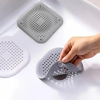 1PC Silicone Hair Filter Bathroom Accessory Shower Drain Protector for Shower Kitchen Bathroom Grey 1 Piece