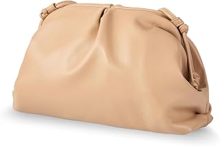 Huralona Pleated Vegan PU Evening Clutch Purse Super Soft Dumpling Bag