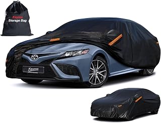 kayme 7 Layers Heavy Duty Car Cover Waterproof All Weather, Full Exterior Cover Outdoor Snow Sun Uv Protection with Zipper for Automobiles, Universal Fit for Sedan (186-193 Inch)