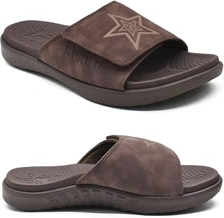 KuaiLu Men's Sandals Comfortable Plantar Fasciitis Orthopedic Slide Adjustable Lightweight Beach Pool Slippers Summer Non-Slip Rubber Sole