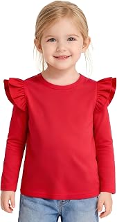 Toddler Baby Girls Solid Color Ruffle T Shirt