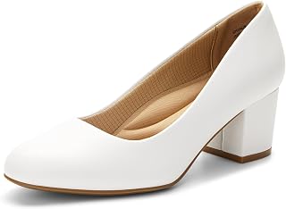 DREAM PAIRS Women's Block Heel Pumps Round Toe Dress Shoes