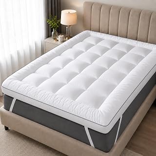 Mattress Topper Double Bed 10cm Thick Extra Deep Hotel Quality Soft Supportive Breathable Comfortable Quilted Double Mattress Bed Topper with Secure Elasticated Straps for Better Sleep