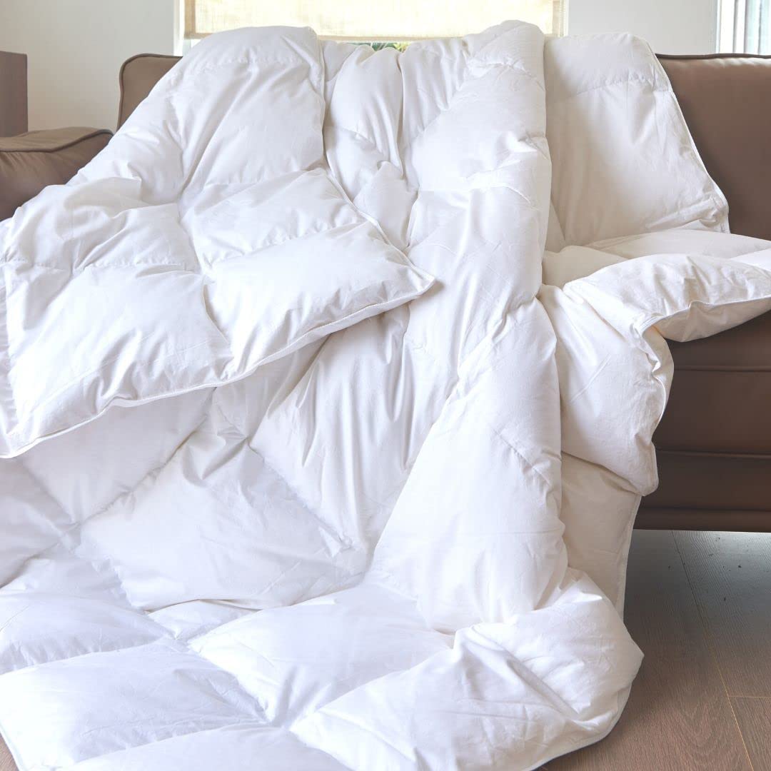 ROYAL ELITE-White Goose Feather Down Duvet Queen Size, Made in Canada All Season
