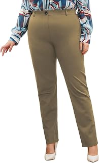 DGD Plus Size Women's Straight-Leg Dress Pants - Slacks for Business Casual,Work Clothes for Office