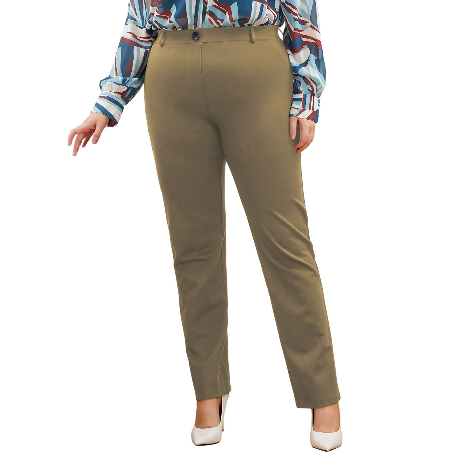 DGD Plus Size Women's Straight-Leg Dress Pants - Slacks for Business Casual,Work