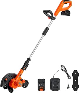 VEVOR Lawn Edger 8.8-in Blade, 20V Battery Powered Cordless Edger Lawn Tool | For Lawns, Driveways, Yards, and Sidewalk Edges, 3-Position Blade Depth, 4000mAh Battery & Charger Included, Rust-proof Blade