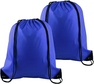 PLULON 2Pcs Drawstring Bags Bulk, Blue Drawstring Backpack String Backpack Cinch Sack Sport Gym Backpack Bags for Yoga Traveling Outdoor Sports