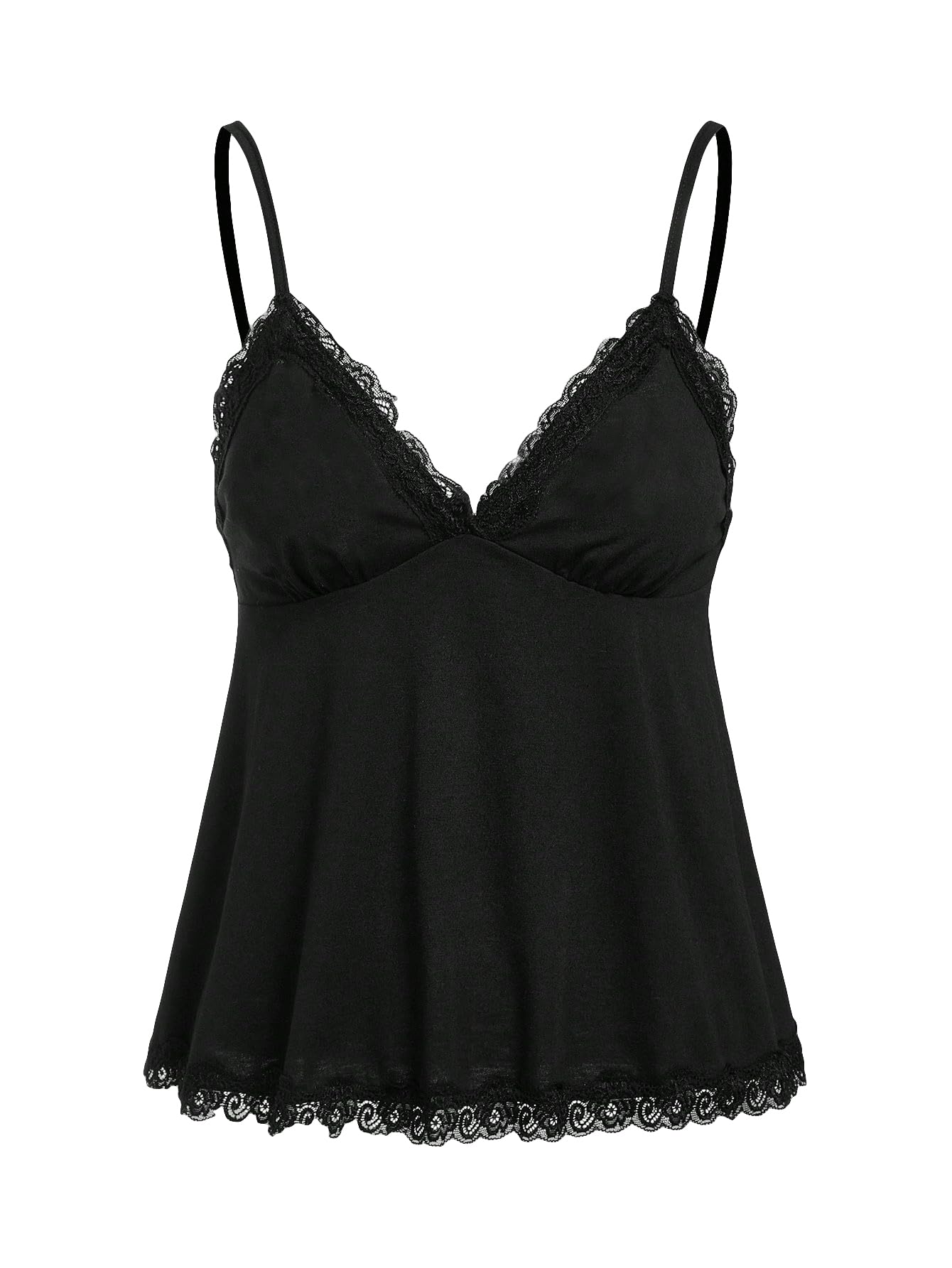 SHENHE Women's V Neck Spaghetti Strap Tank Top Lace Camisole Flowy Summer Tops B