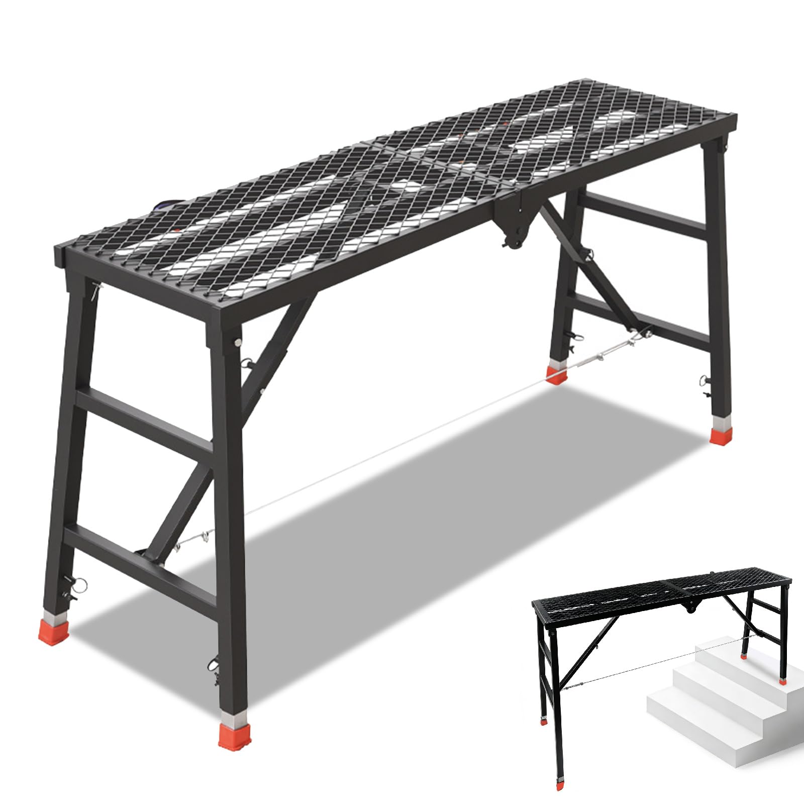 Gbqfjvl 70.9x15.8x35.8-61.4 Inch Foldable Scaffolding Platform | 770 Lbs Capacit