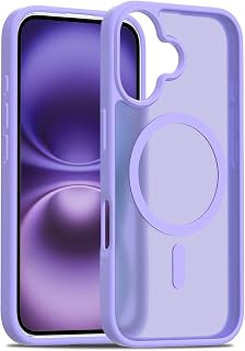 PinLiSheng Magnetic Case for iPhone 16 Military Drop Protection Compatible with Magsafe Shockproof Thin Translucent Matte Light Purple