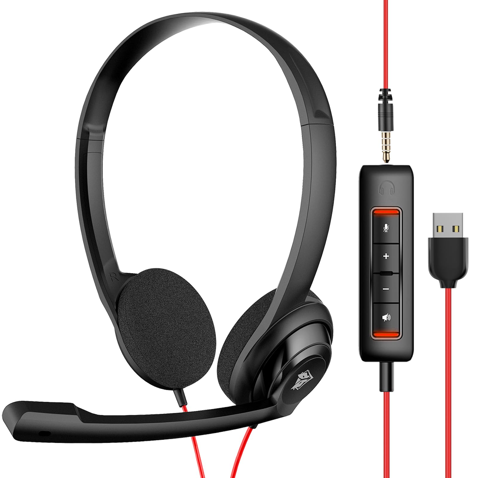 NUBWO HW02 USB Computer Headset with Clear Chat Microphone, Lightweight On-Ear W