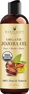 Handcraft Blends Organic Jojoba Oil - 236 ml | 100% Pure & Natural Carrier Oil, USDA Certified, Cold-Pressed, Hexane-Free, for Hair, Skin, Nails & Scalp Care