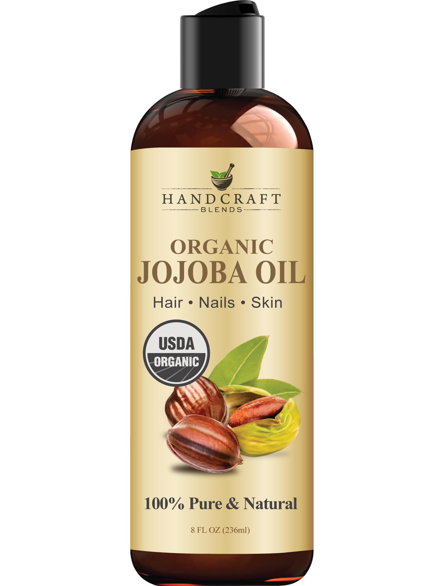 Handcraft Blends Organic Jojoba Oil - 236 ml | 100% Pure & Natural Carrier Oil, 