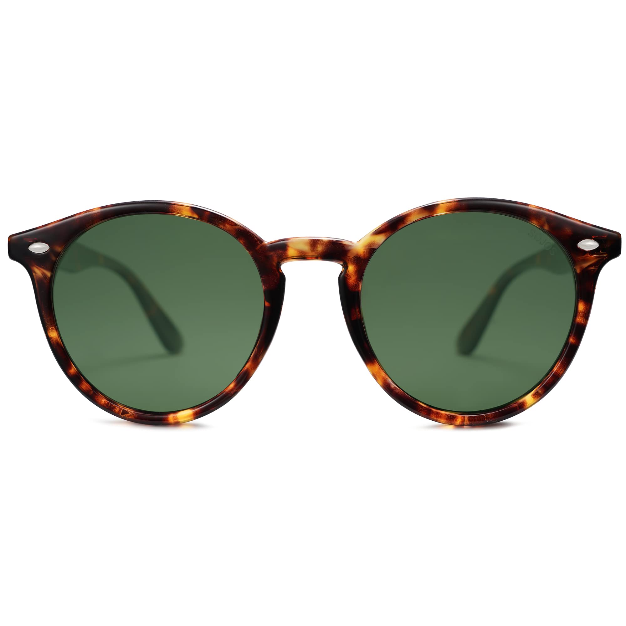 SOJOS Retro Round Polarized Sunglasses for Women Men Classic Vintage Sunnies SJ2