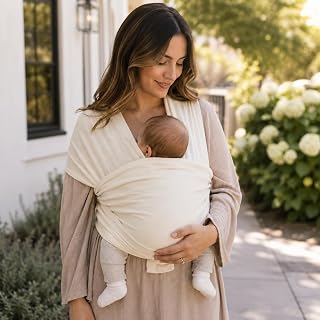 For Your Little One Organic Baby Wrap Carrier, Machine Washable at 30°C, Organic Cotton, Newborn to Toddler, Birth to 15kg (Cream)