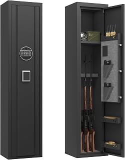Heavy‑Duty 3‑5 Gun Safe for Rifles and Pistols, Quick Access Digital Keypad | Fully Assembled Gun Cabinet, Features removable rack and built‑in LED light，Firearm Security for Homes and Offices，52" H