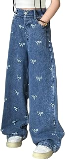 Girls Baggy Jeans Y2K Wide Leg Casual Ripped Cargo Jeans for Kid Teens Size 5-14 yrs