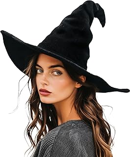 gagift world Witch Hat, 18IN Wizard Hat Cosplay Accessories for Halloween | Felt Witch Hat for Men and Women; Novelty Cosplay Accessories for Halloween Costume Party Christmas Masquerade Carnivals