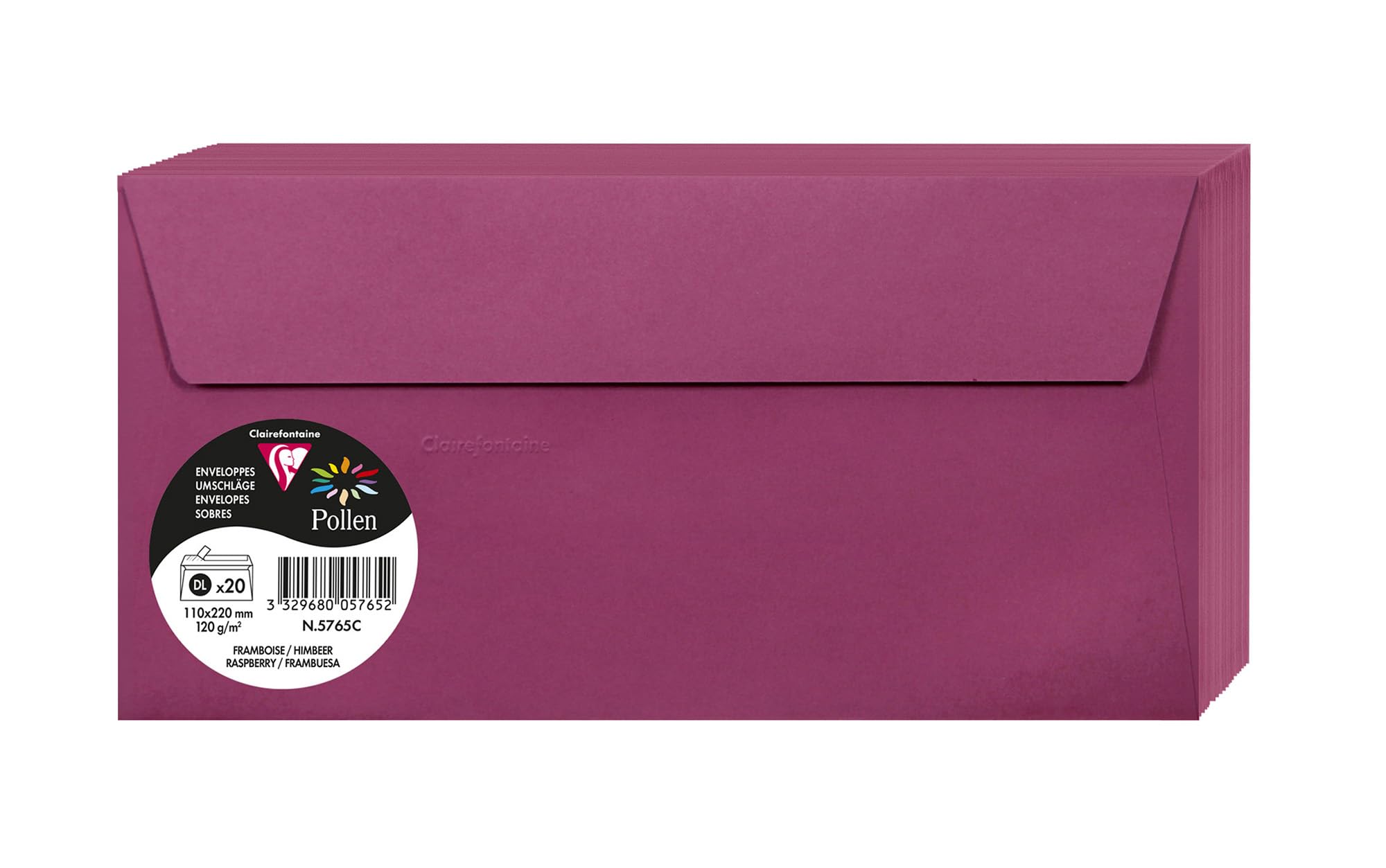 Clairefontaine 4755°C Raspberry 20 Sachets 110x220mm 120g Pack