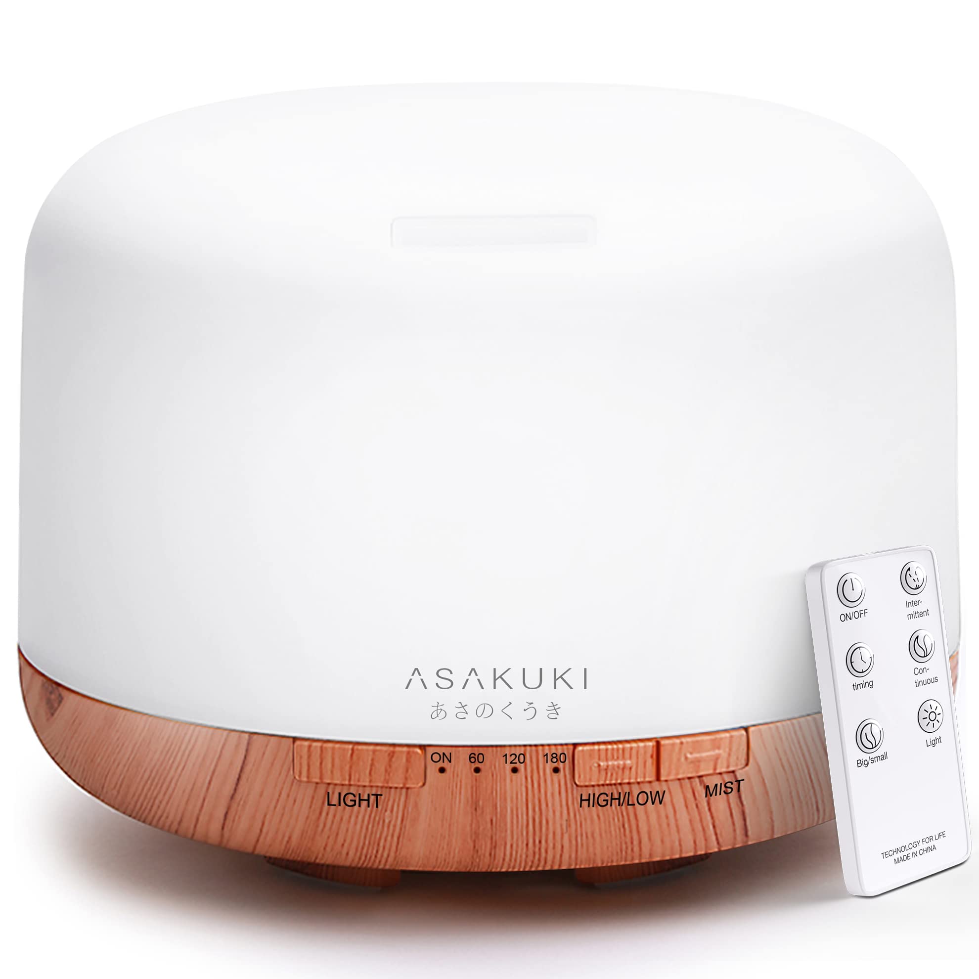 ASAKUKI 500ml Essential Oil Diffuser, 5 in 1 Premium Ultrasonic Aromatherapy Fra