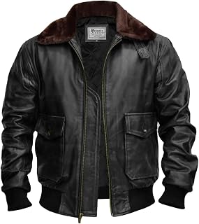 Mens G-1 Fur Collar US Navy Flight Distressed Brown Aviator Genuine Leather Jacket