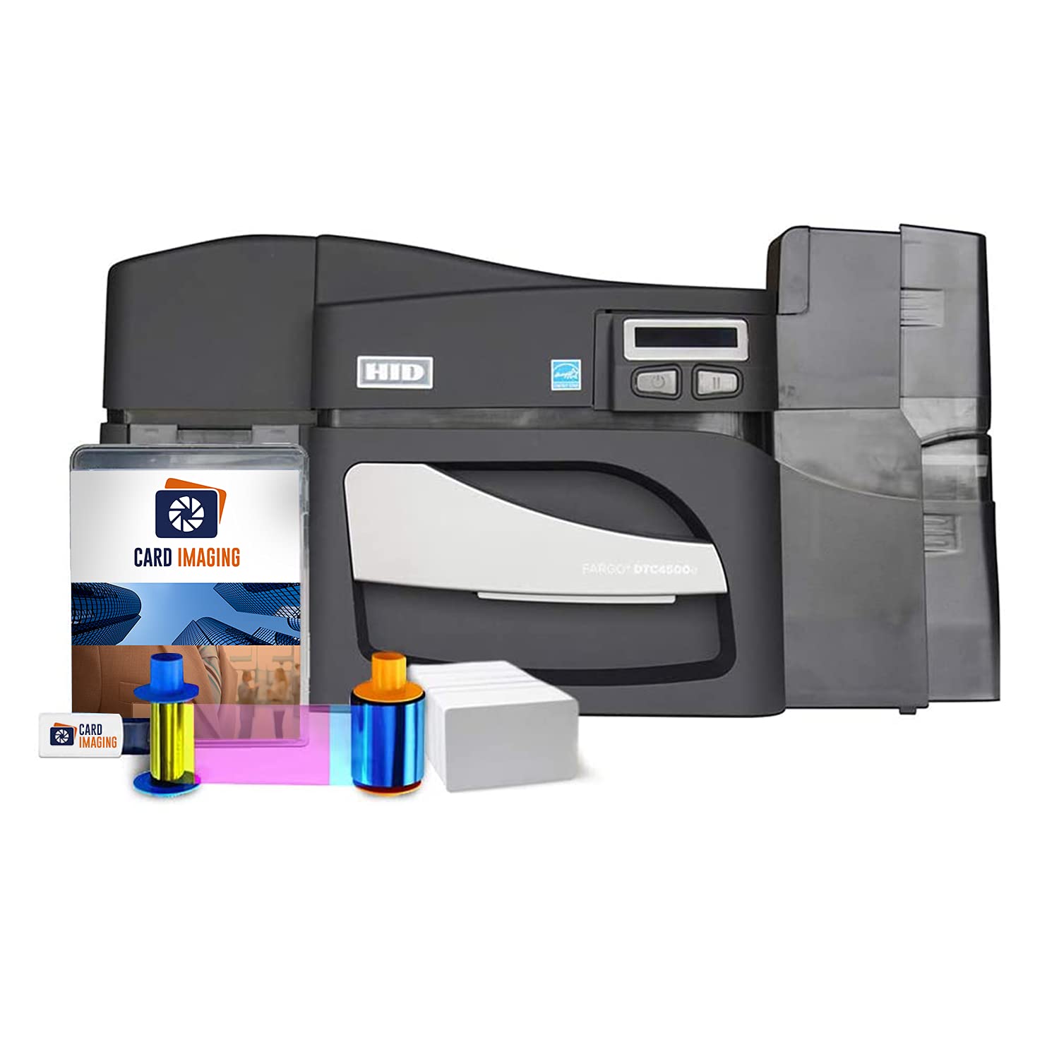 Card Imaging Fargo DTC4500e Dual Side Card Printer & Supplies kit #55100