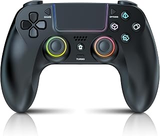 GUOC Hall Effect Joystick Controller for PS5 with 4 Back Boutton | Extended Grip Comfortable for big hands, Variable RGB lights and Vibration, Macro and Turbo Function